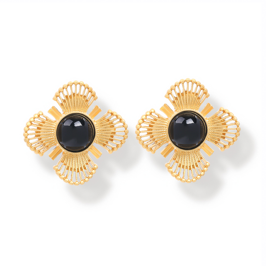 Black Flower Stud Earrings