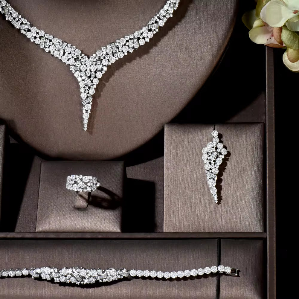 Radiant Diamond Cascade Jewelry Set