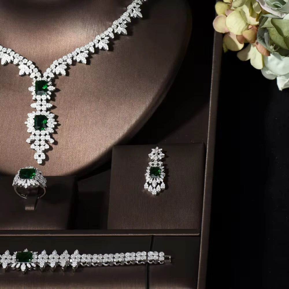 Emerald Blossom Luxury Jewelry Set