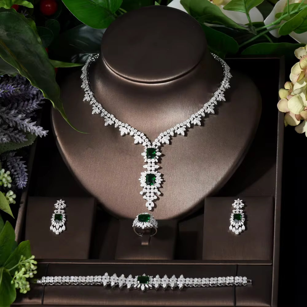 Emerald Blossom Luxury Jewelry Set