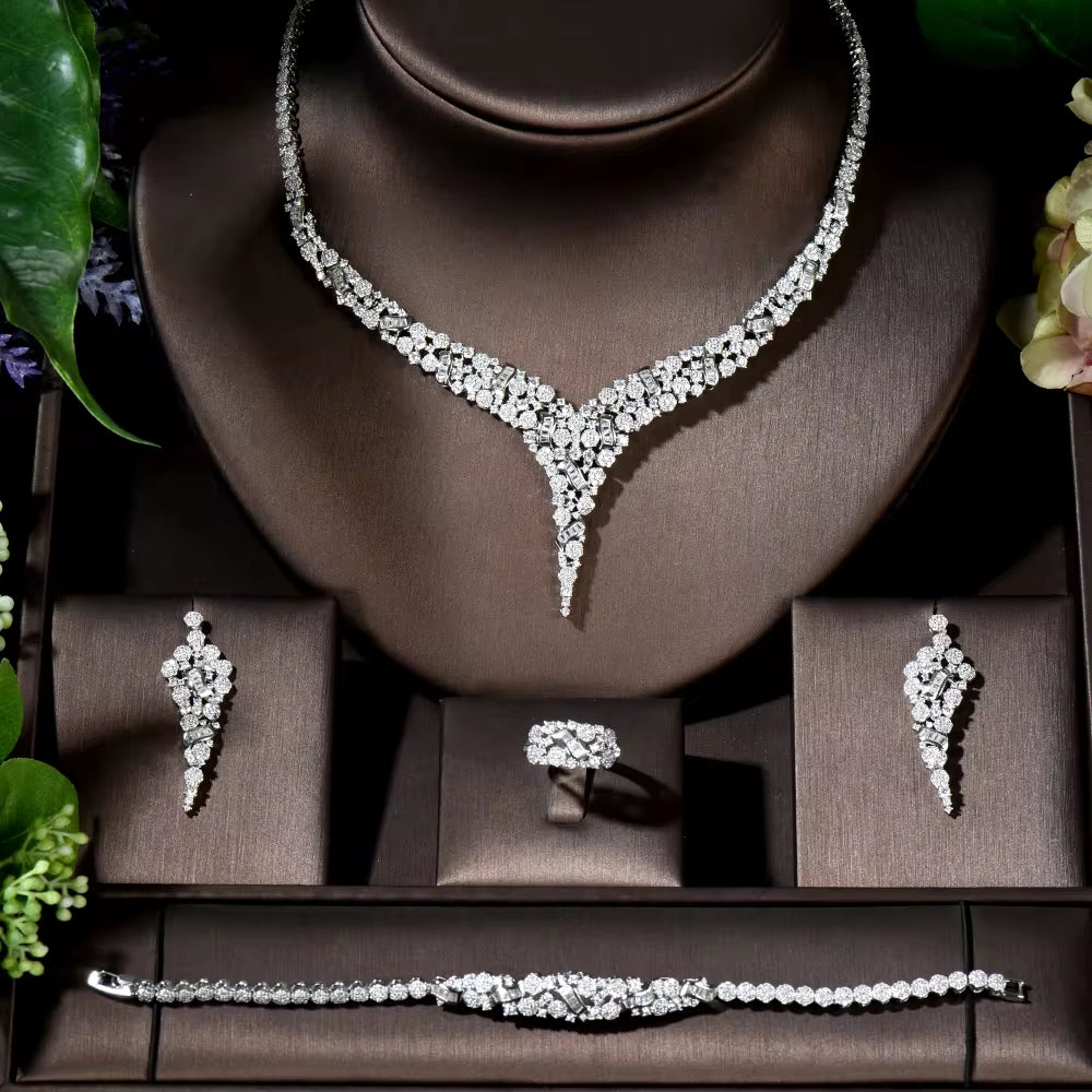 Radiant Diamond Cascade Jewelry Set