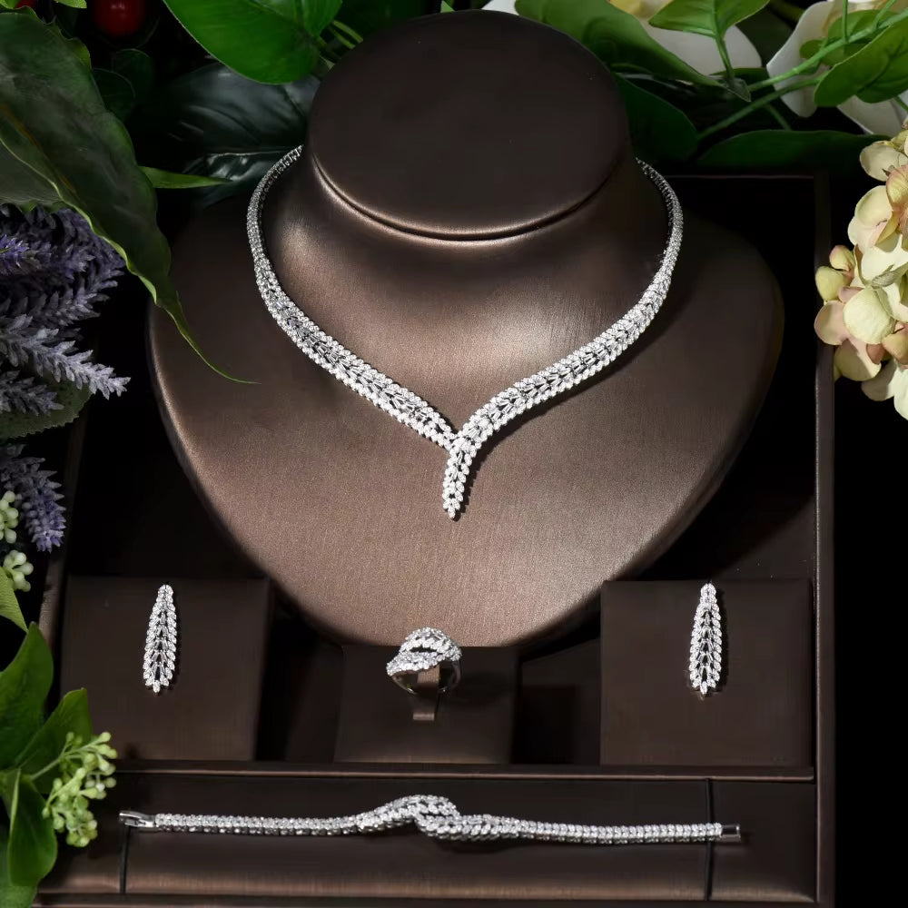 Classic Cubic Crystal Jewelry Set