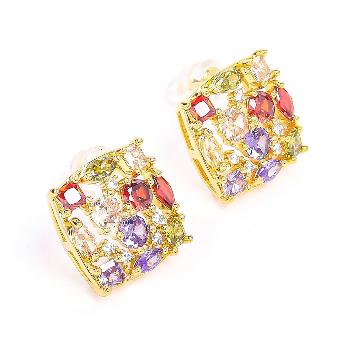 Rainbow Crystal Stud Earrings