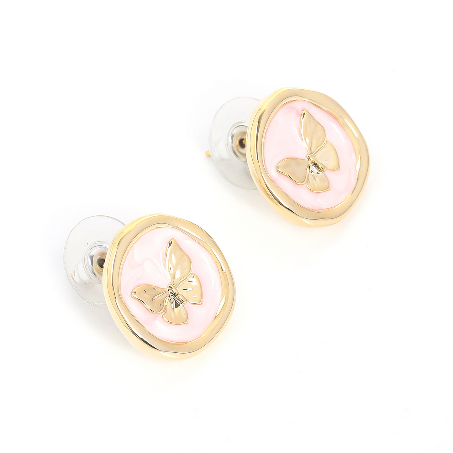 Pink Butterfly Stud Earrings