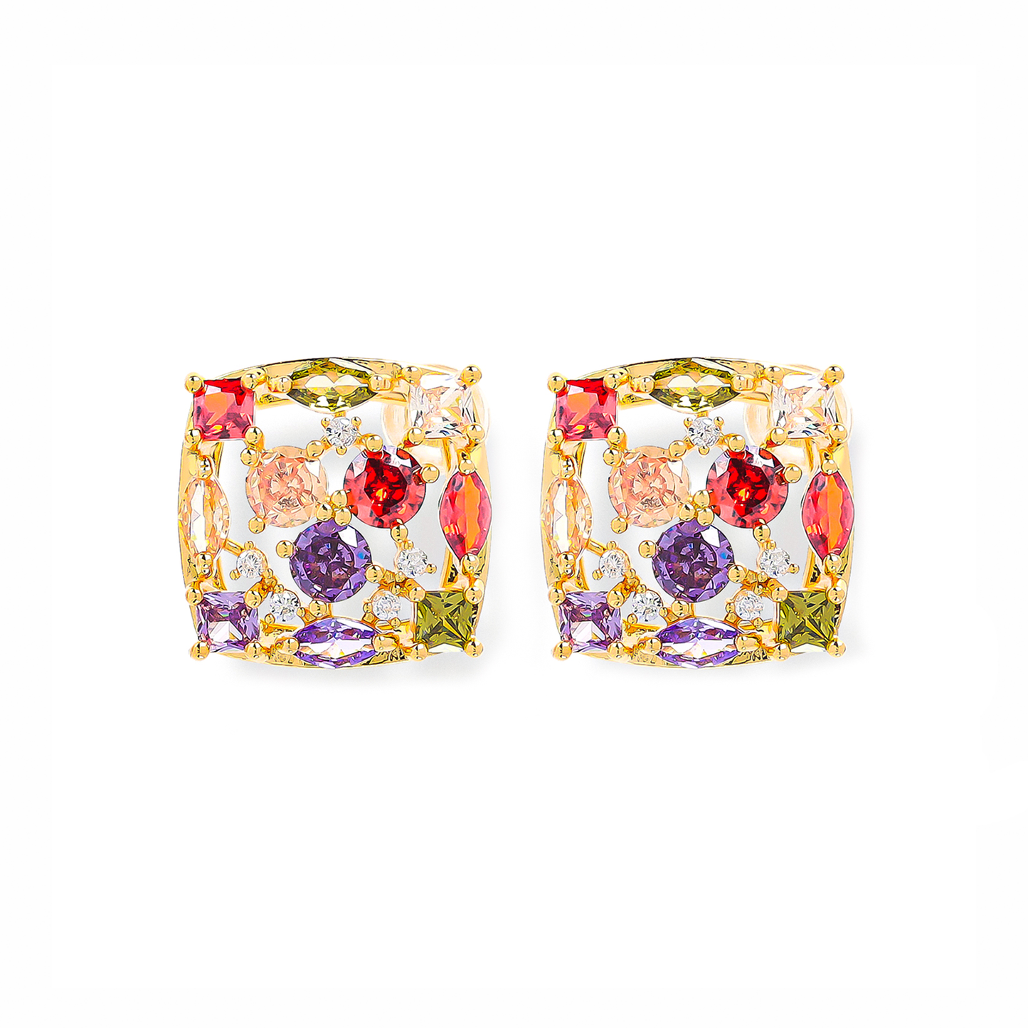 Rainbow Crystal Stud Earrings