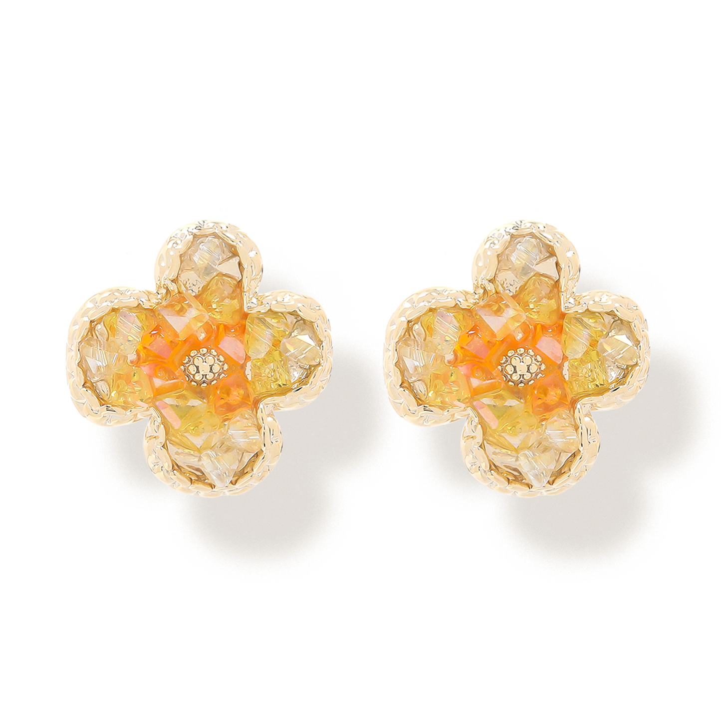 Orange Ombre Flower Stud Earrings