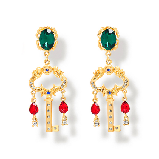 Gem Key Drop Earrings