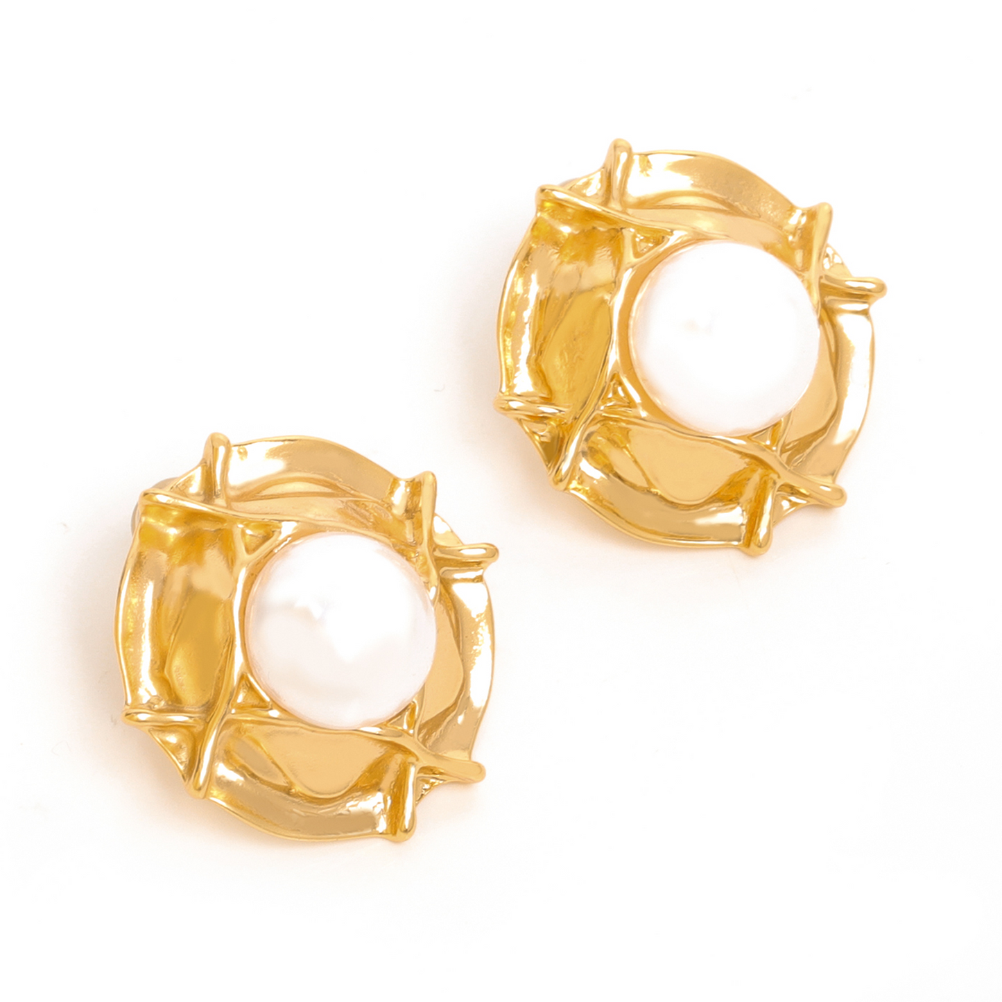 Mesh Pearl Stud Earrings