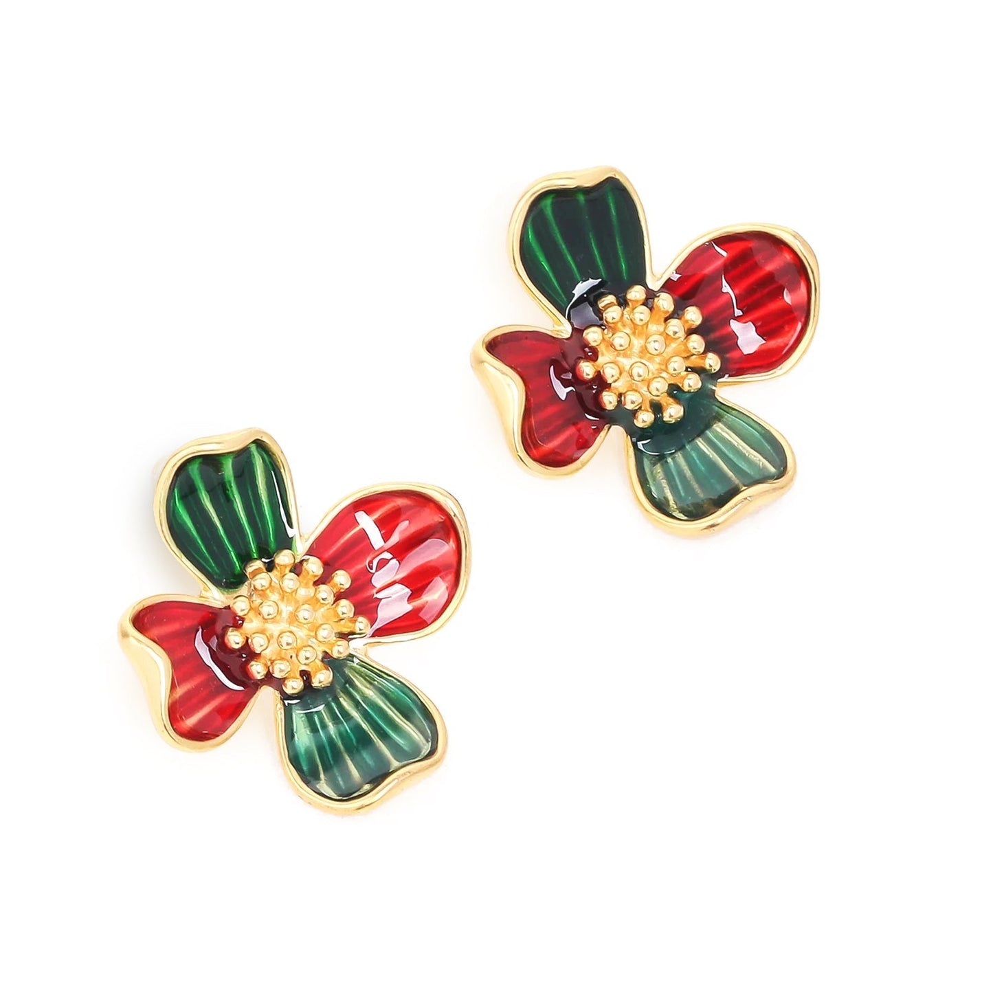 Four Leaf Flower Stud Earrings