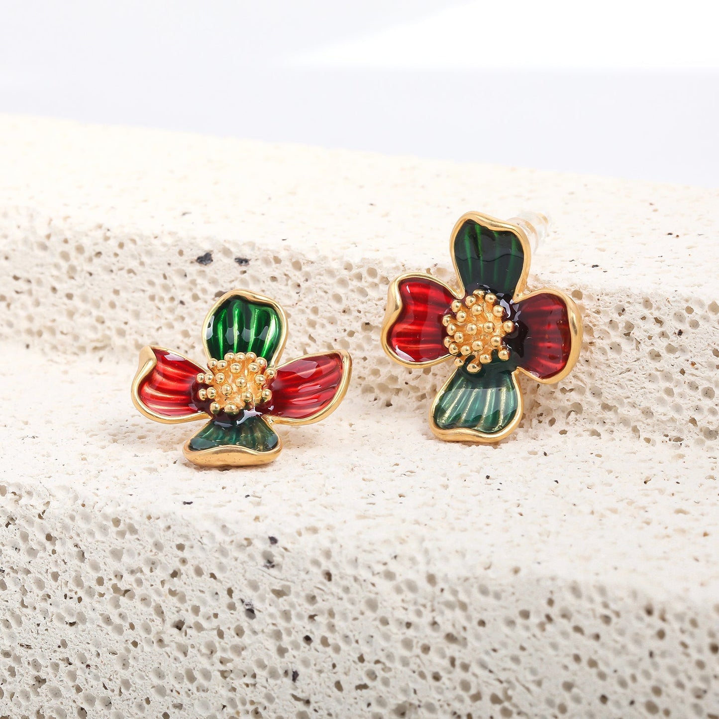 Four Leaf Flower Stud Earrings