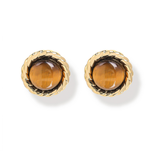 Tan Gemstone Stud Earrings