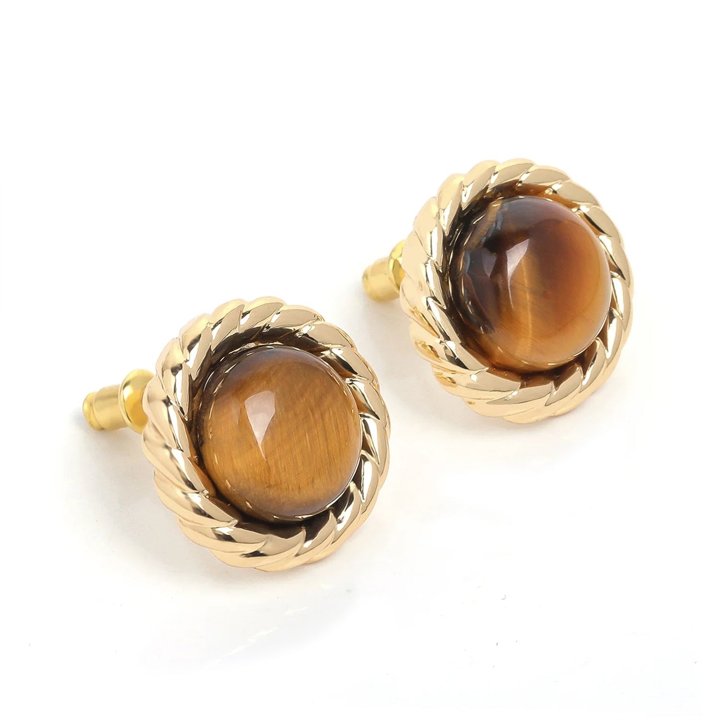 Tan Gemstone Stud Earrings