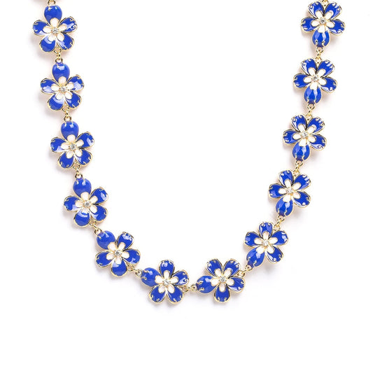 Retro Blue Flower Necklace