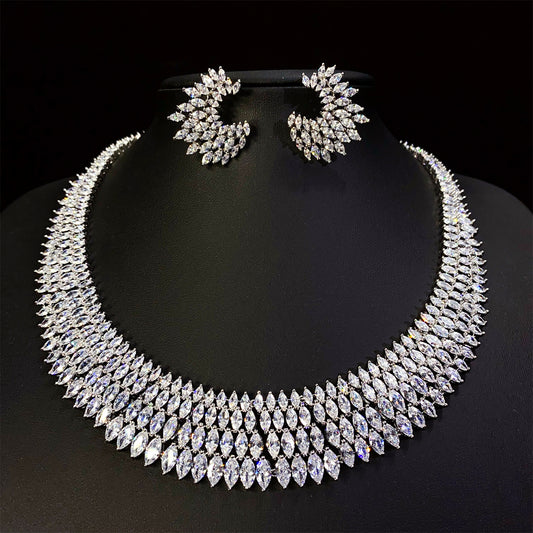 High-End Luxury Jewelry Zircon Necklace Set