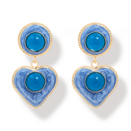 Blue Heart Drop Earrings