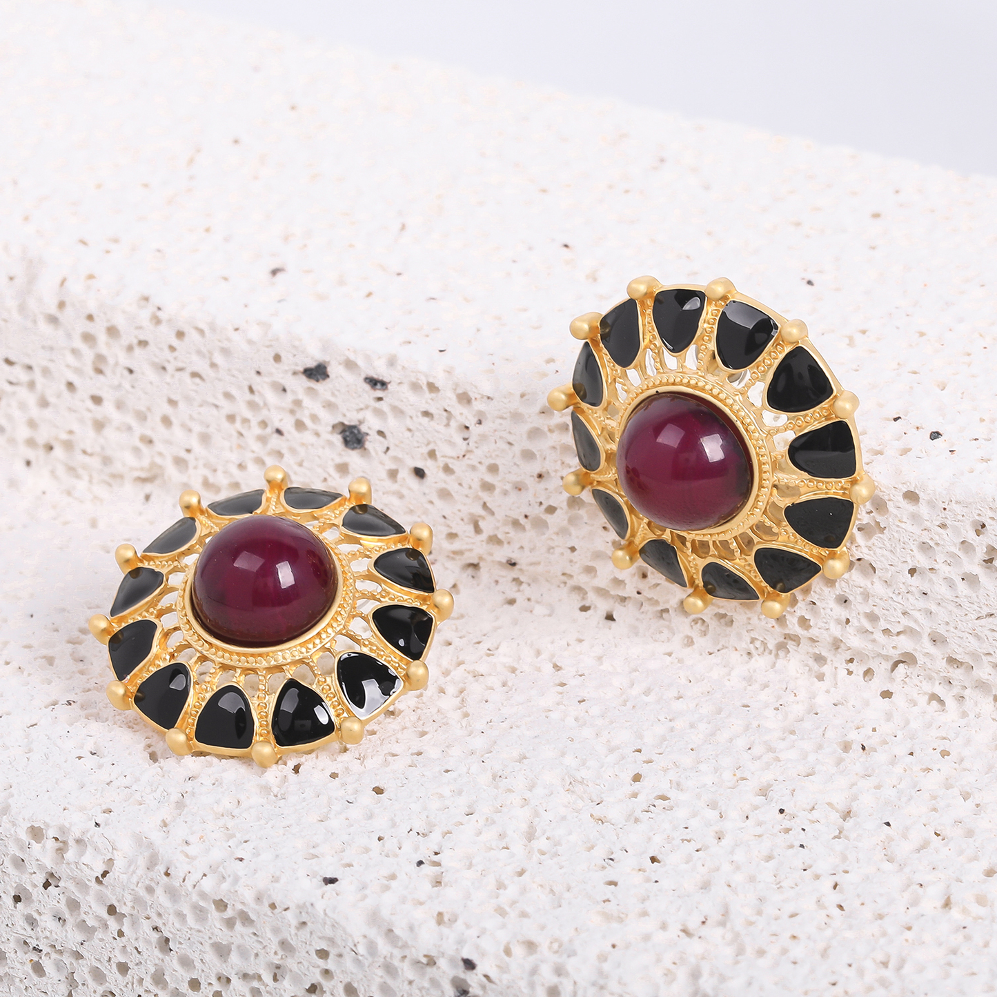 Sun Shield Stud Earrings