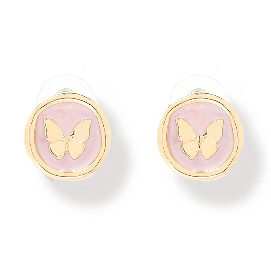 Pink Butterfly Stud Earrings