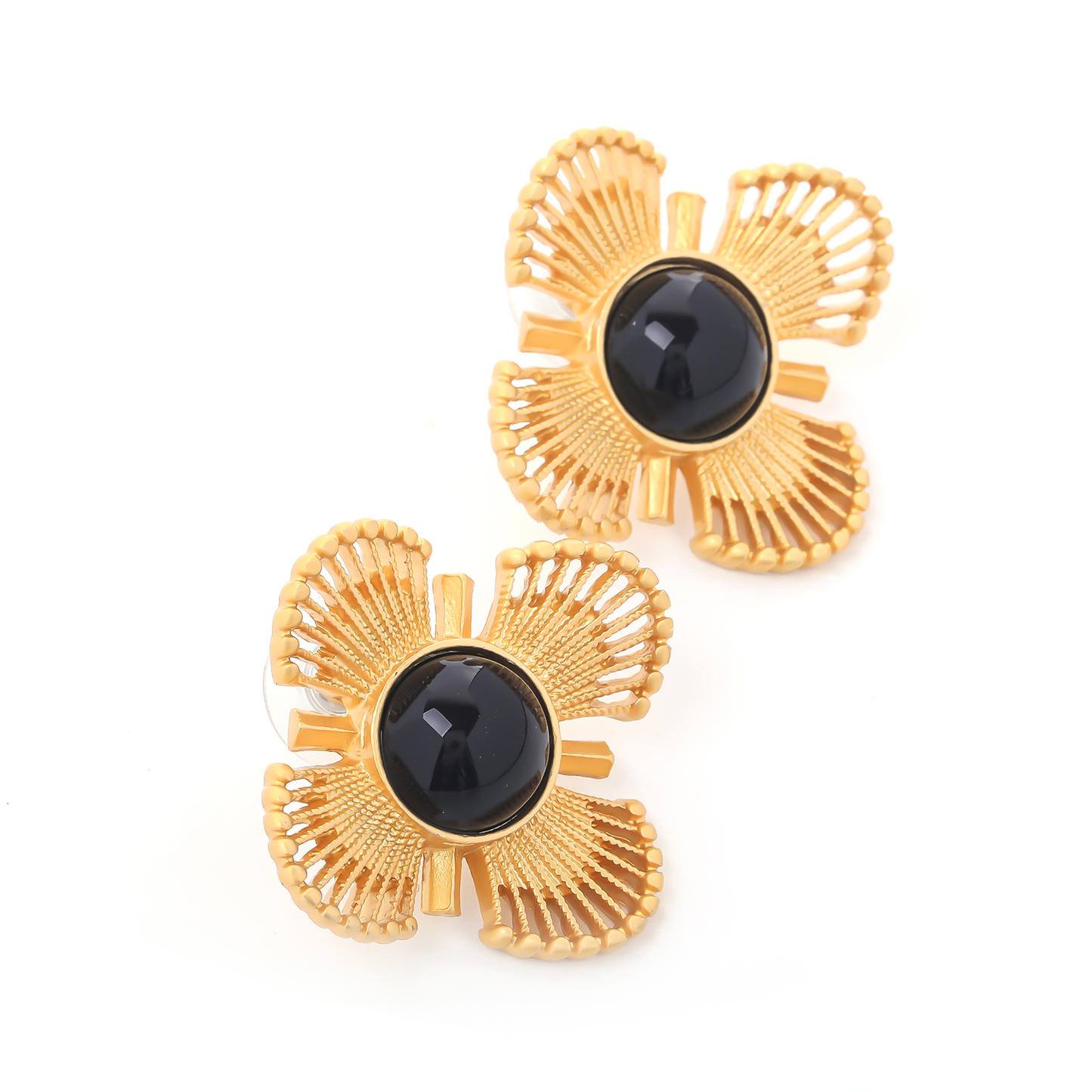 Black Flower Stud Earrings