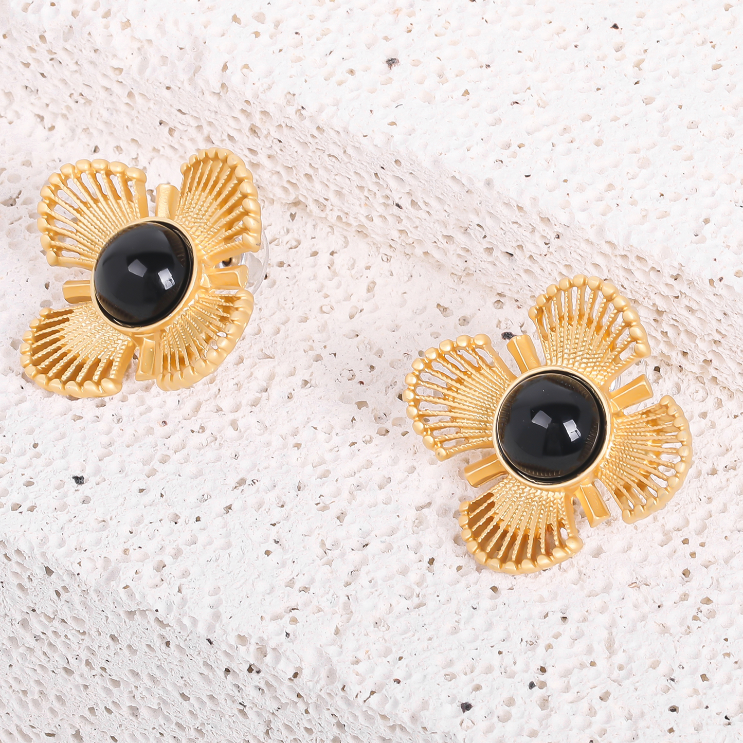 Black Flower Stud Earrings