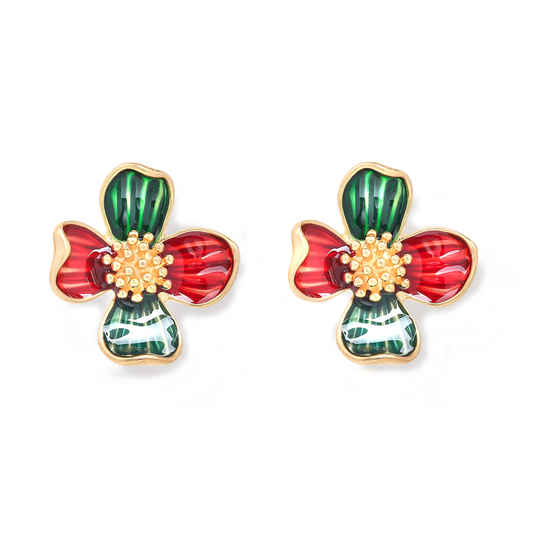 Four Leaf Flower Stud Earrings