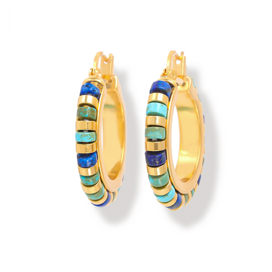 Middle Kingdom Cylindrical Bead Hoop Earrings