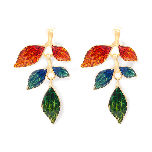 Tricolor Leaves Drop Earrings