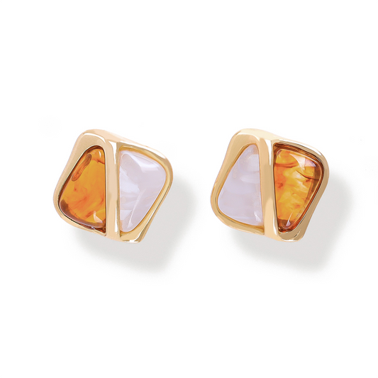 Amber Panel Stud Earrings