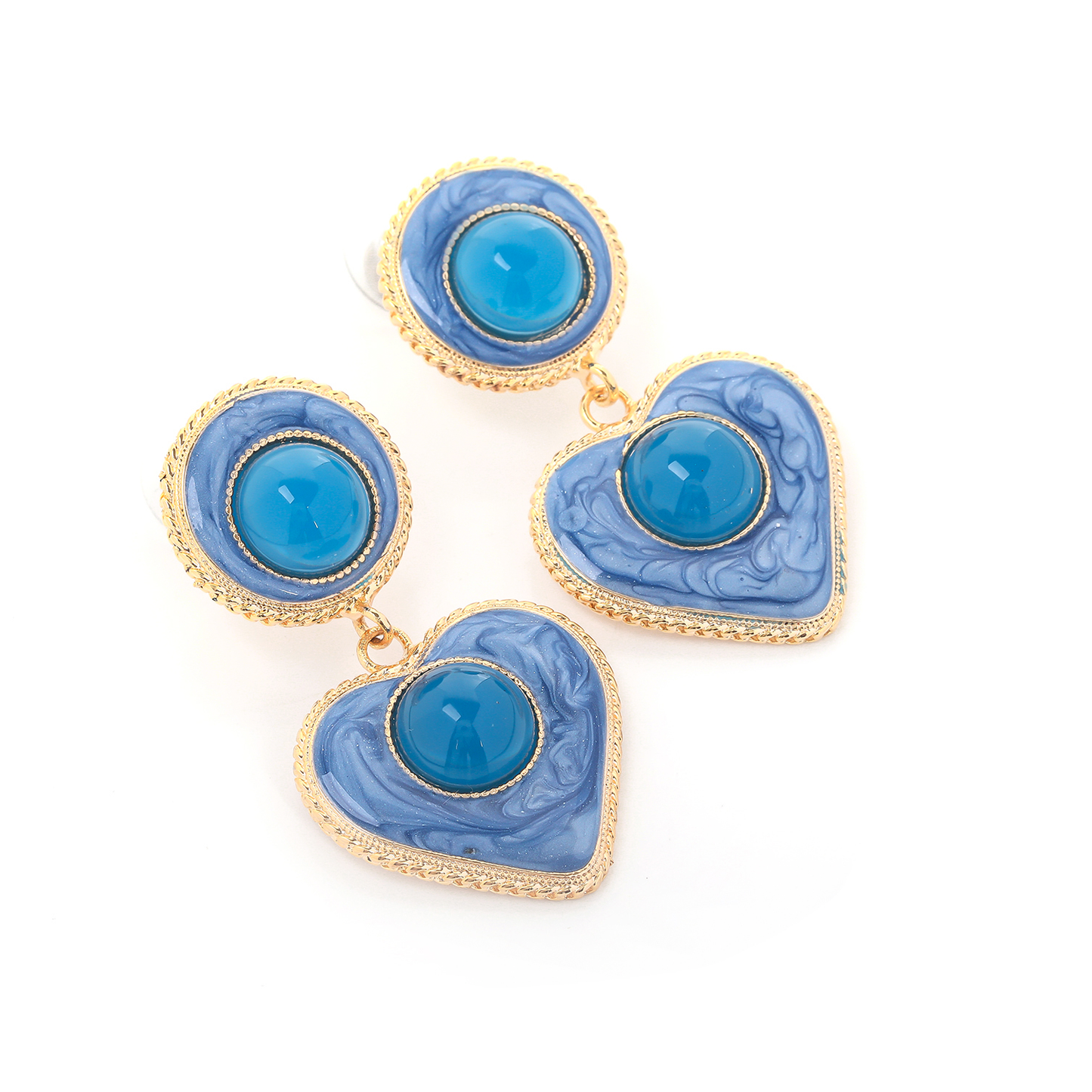 Blue Heart Drop Earrings