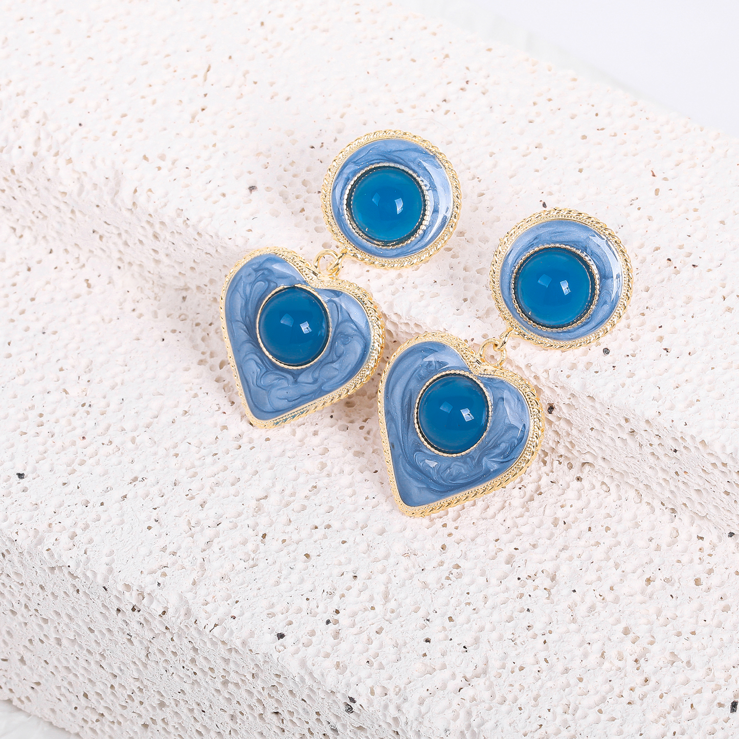 Blue Heart Drop Earrings