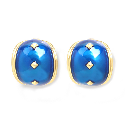 Blue Buttons Stud Earrings