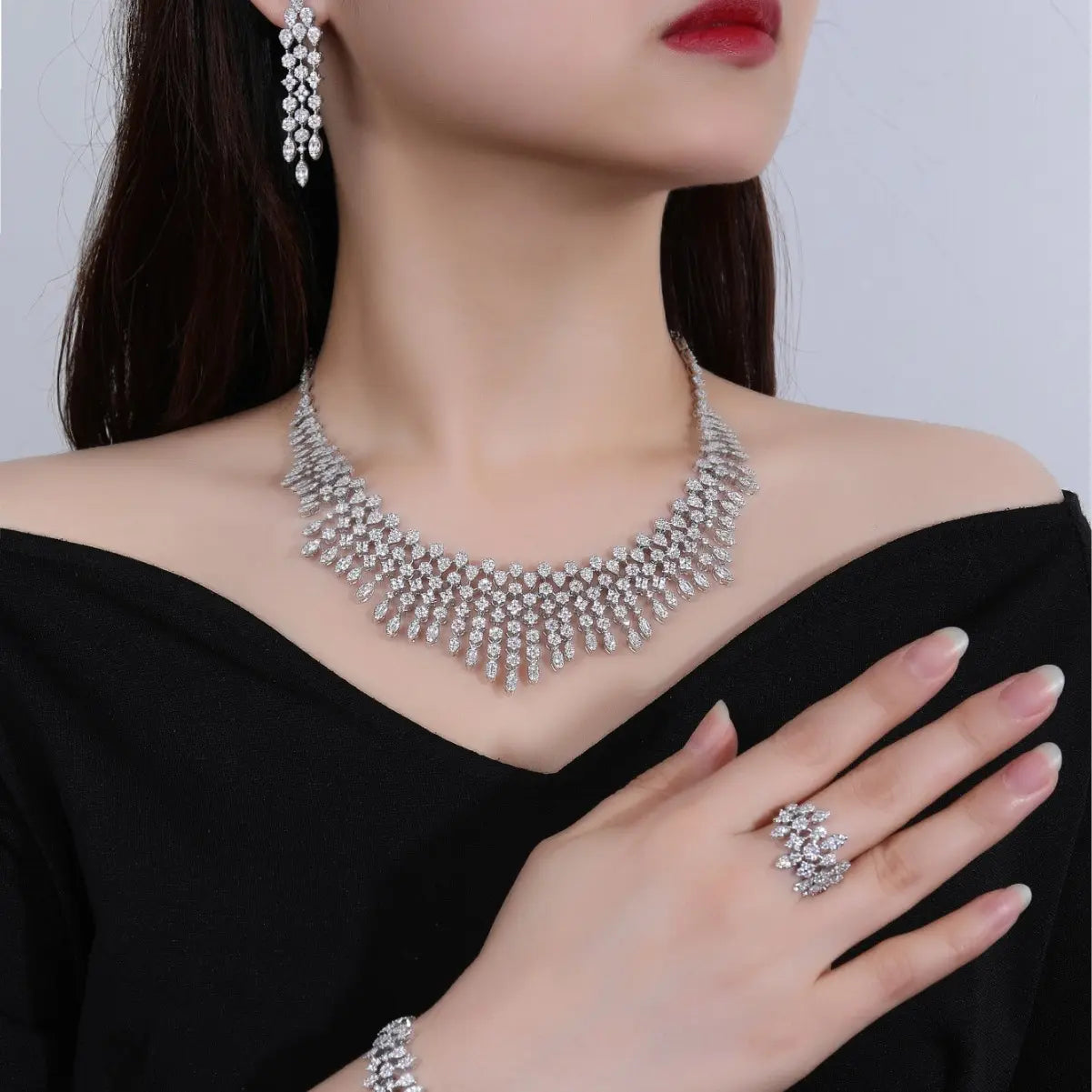 Artistic Cubic Zirconia Jewelry Set