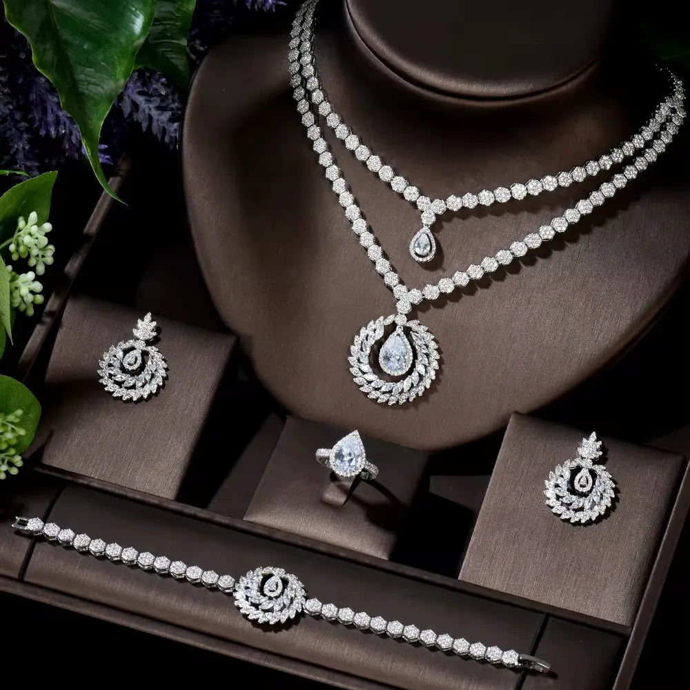 Luxury Teardrop-Shaped Zircon Jewelry Set