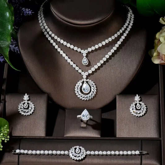 Luxury Teardrop-Shaped Zircon Jewelry Set