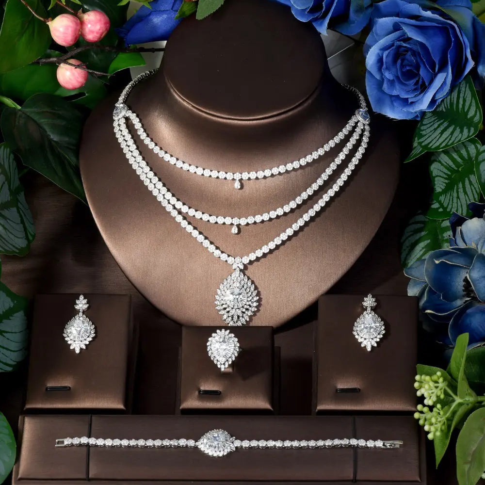 Three-Layer White Luxury Jewelry Set