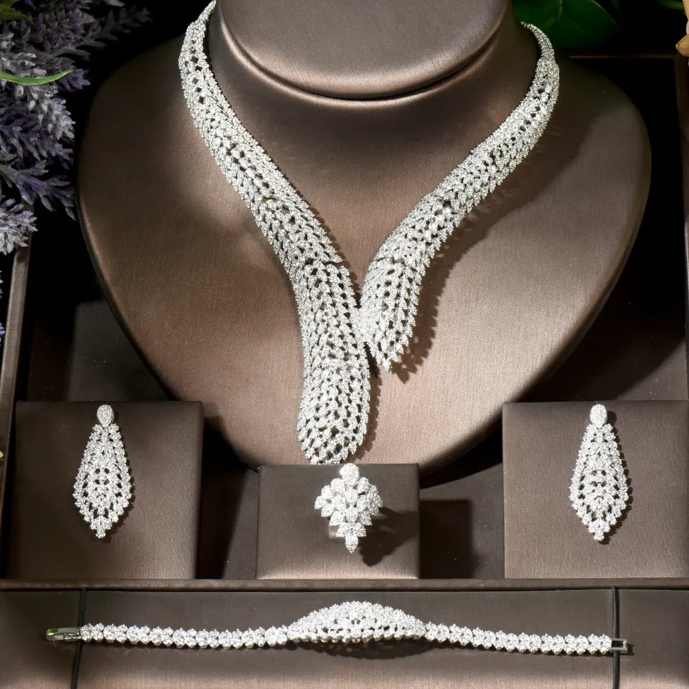 Luxury White Gold Zircon Jewelry Set