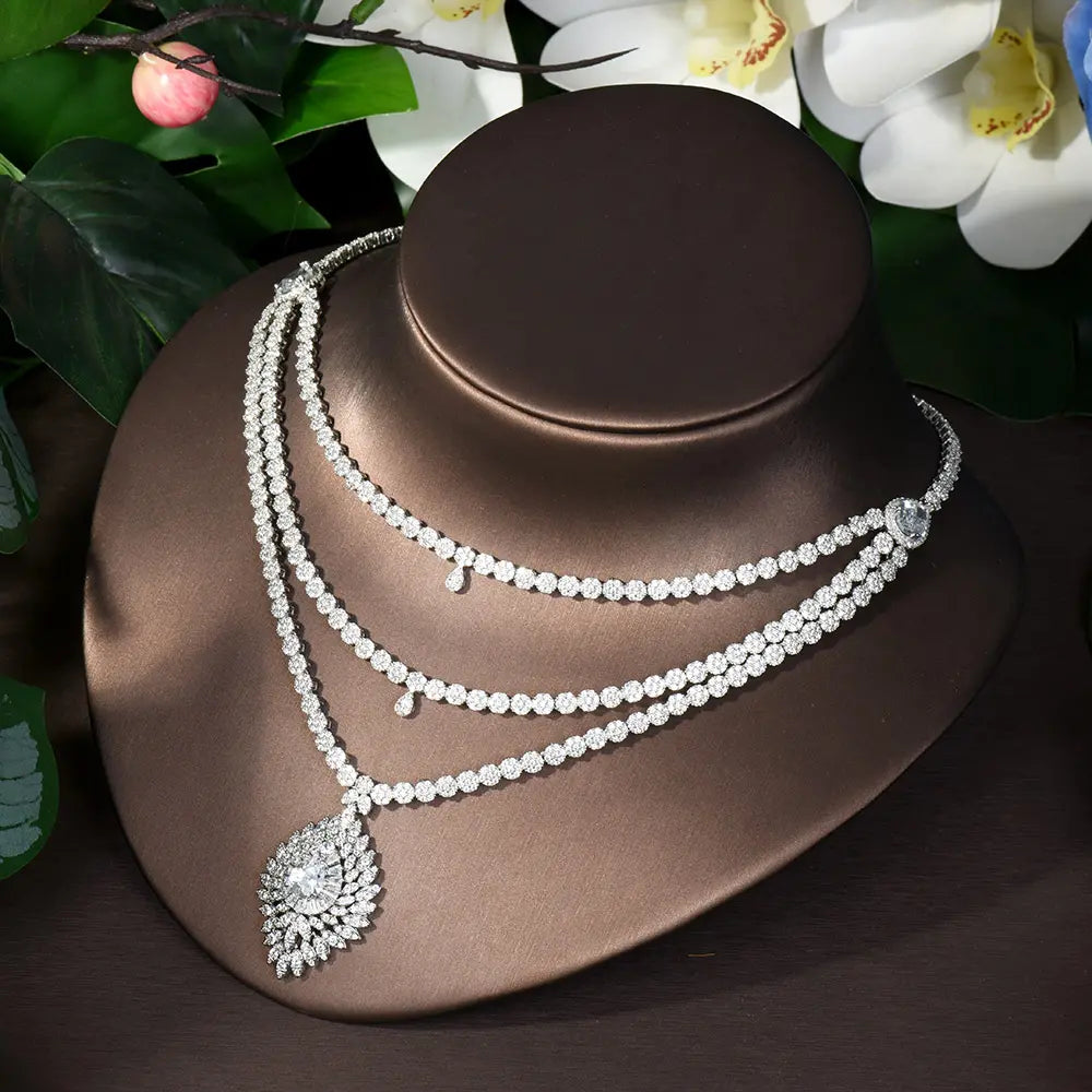 Three-Layer White Luxury Jewelry Set