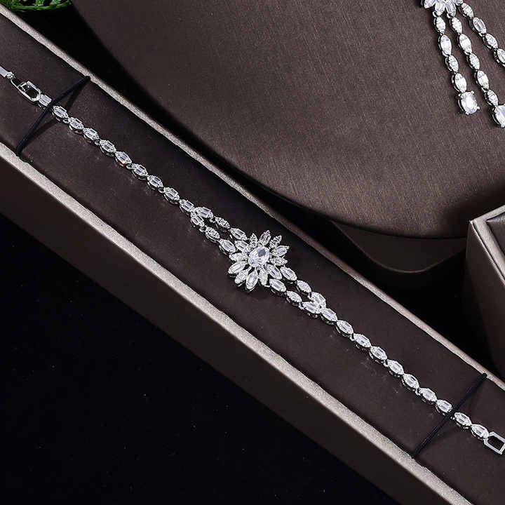 Original luxury brand new 4-piece cubic zirconia jewelry set