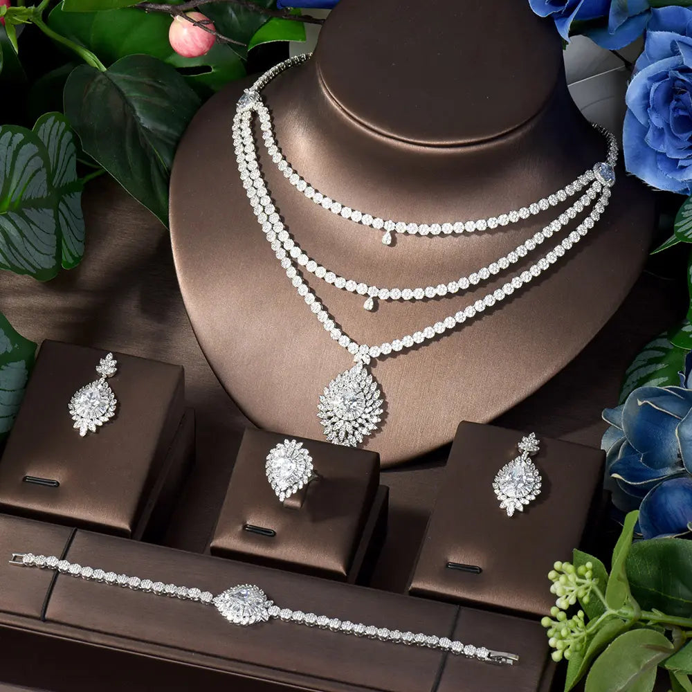 Three-Layer White Luxury Jewelry Set