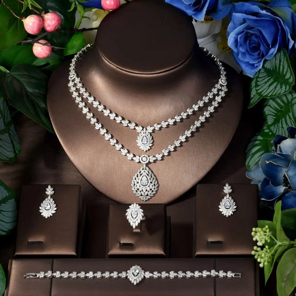 Luxury Cubic Zirconia Water Drop Jewelry Set