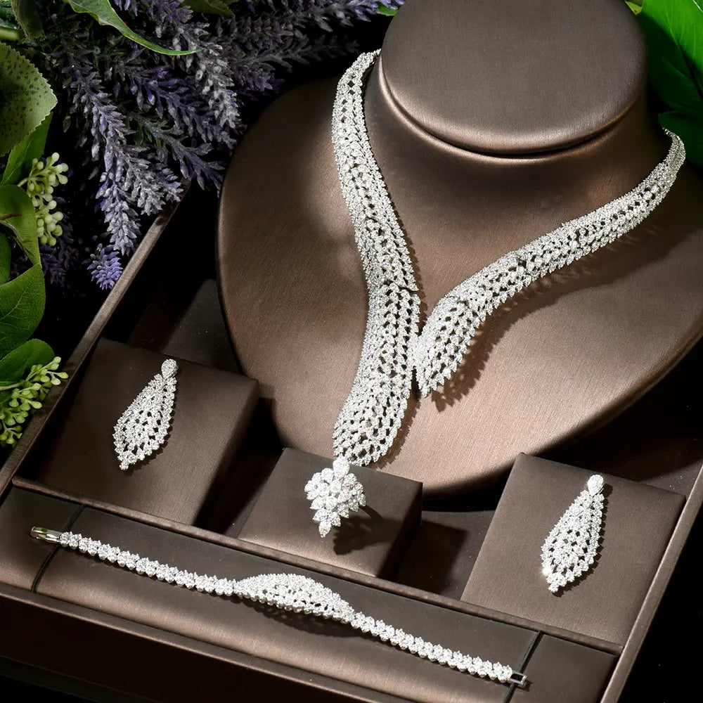 Luxury White Gold Zircon Jewelry Set