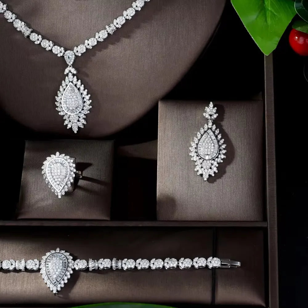 Double Layer White Zircon Jewelry Set