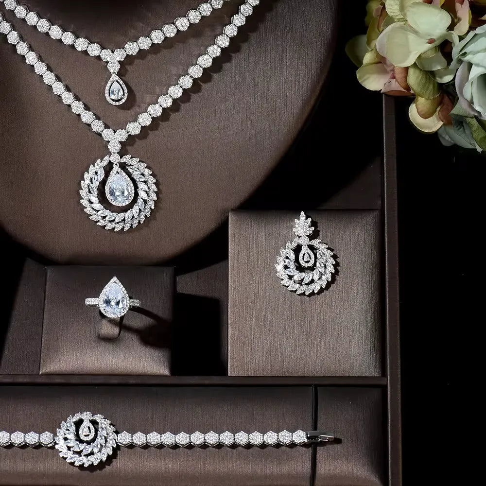 Luxury Teardrop-Shaped Zircon Jewelry Set