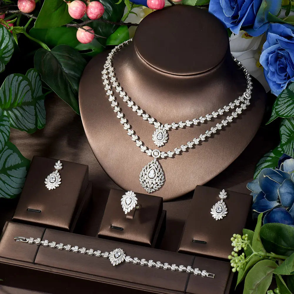 Luxury Cubic Zirconia Water Drop Jewelry Set