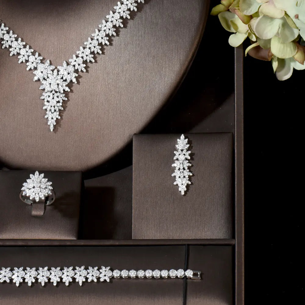 Cubic Zirconia Dubai Bridal Jewelry Set