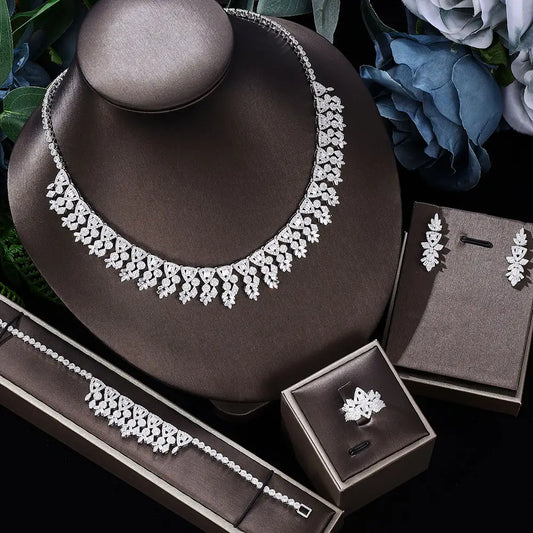 Luxury Floral Diamond Jewelry Set