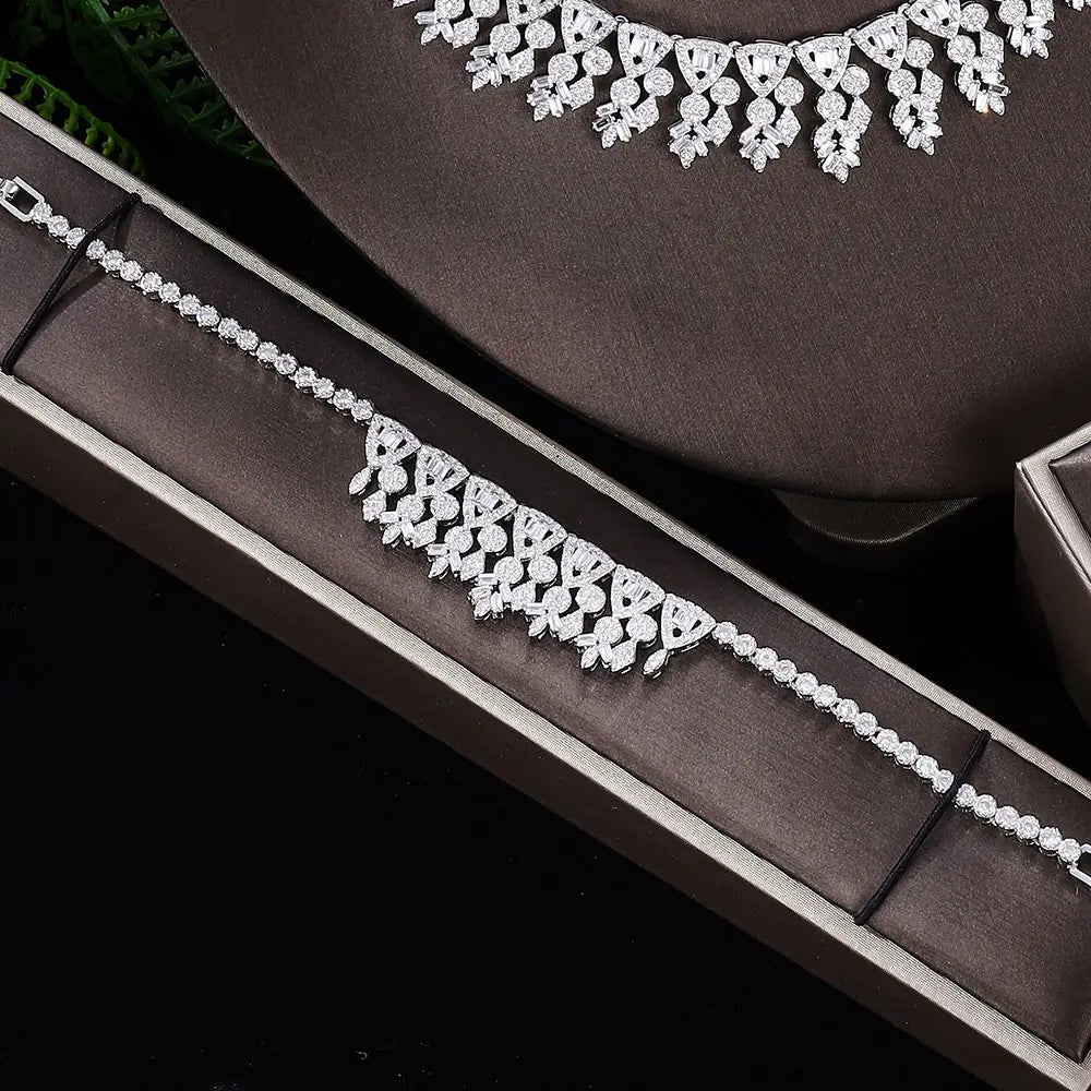 Luxury Floral Diamond Jewelry Set