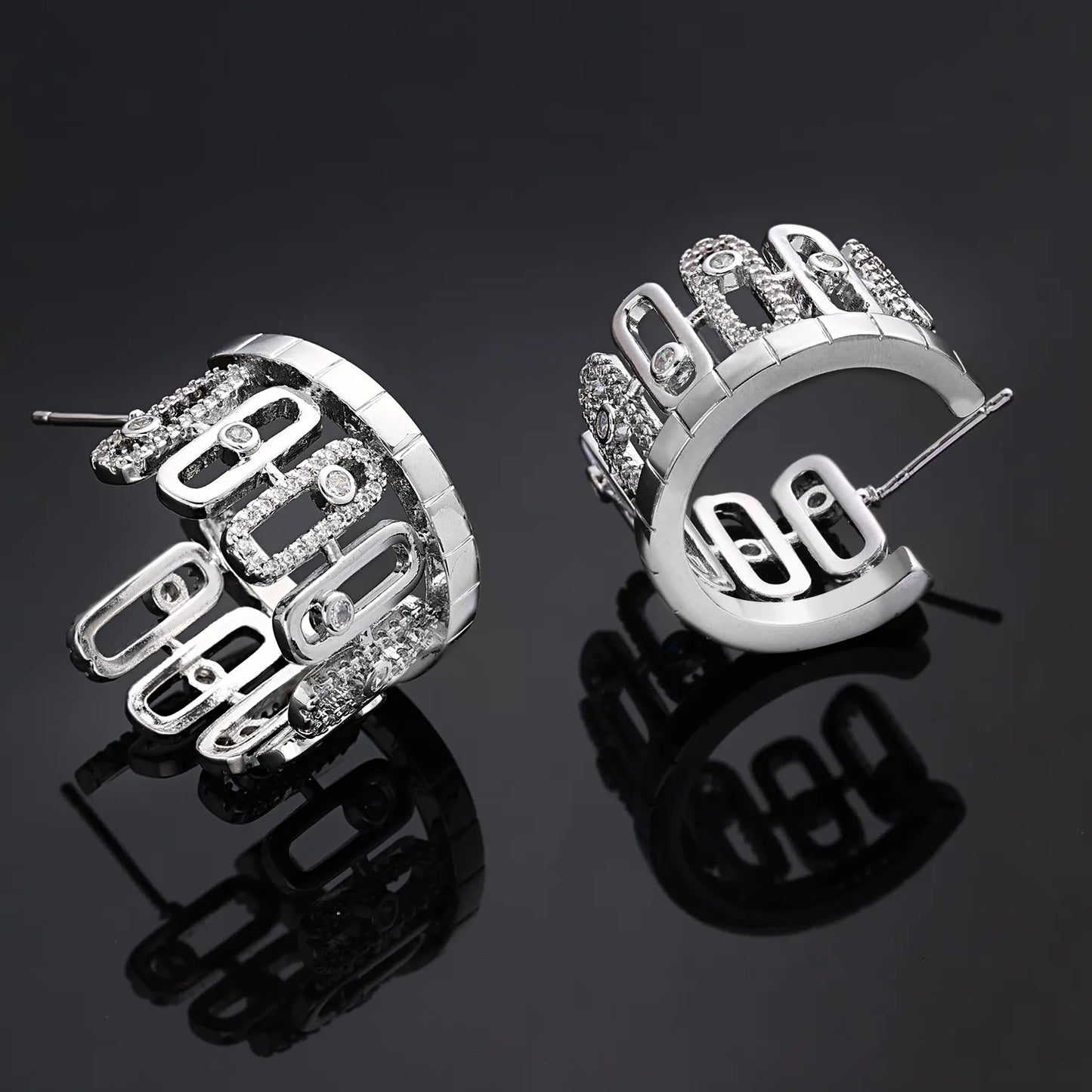 Modern Geometric Hollow Zirconia Jewelry Set