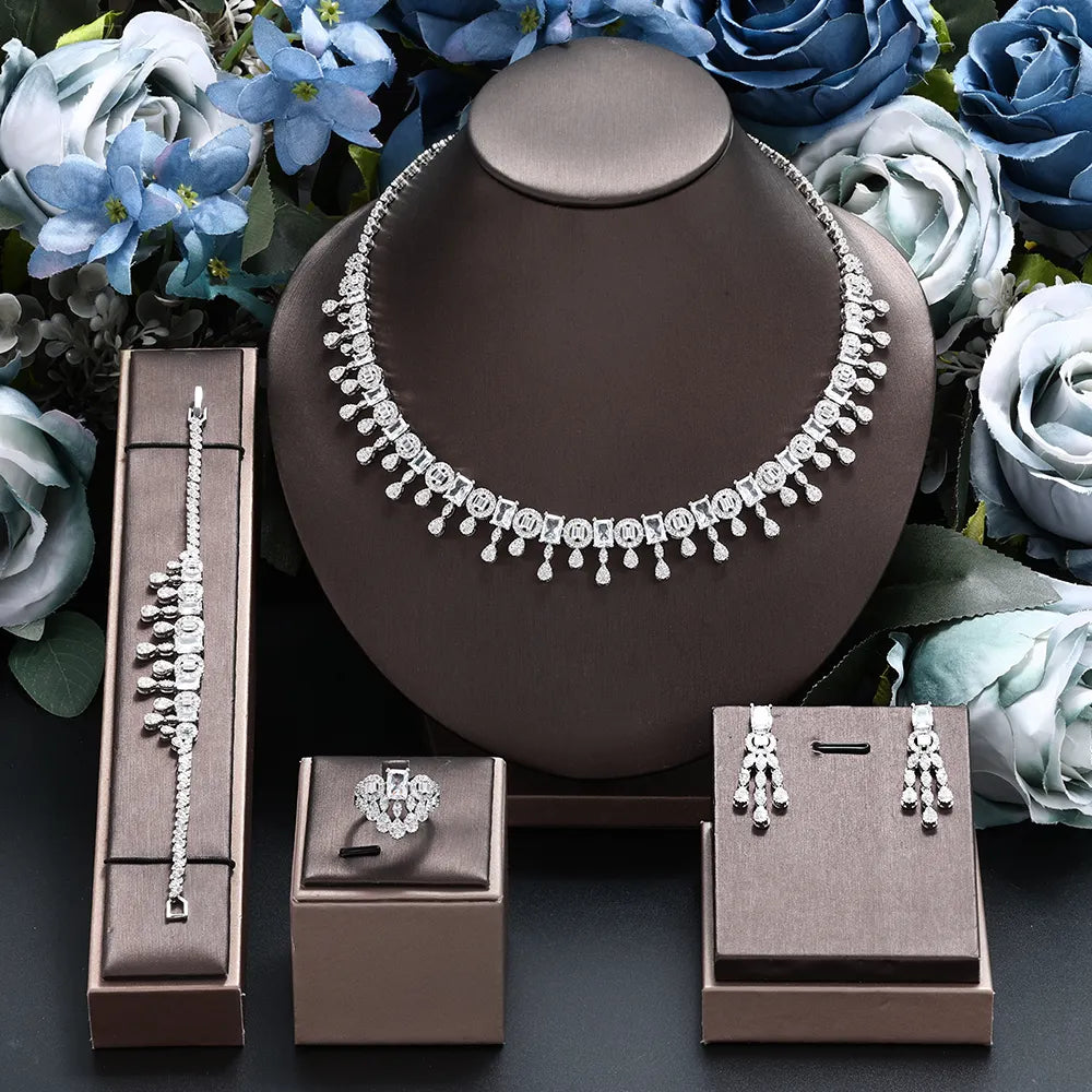 Elegant Zircon Four-Piece Jewelry Set