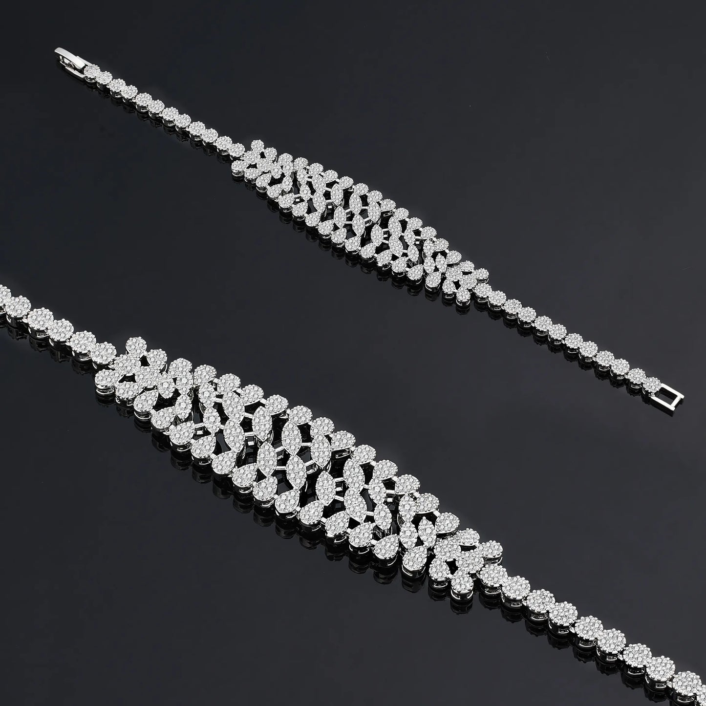 Luxurious Leaf-Inspired Zircon Bridal Jewelry Set