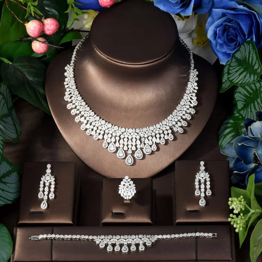 Luxurious Elegant Teardrop Zircon Jewelry Set